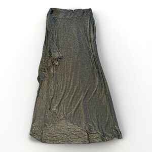 Haute Hippie‎ The Daylight Skirt Size 6 Gold Metallic Maxi Wrap Ruffle Detail